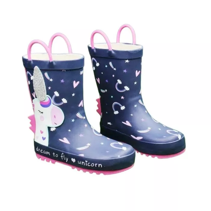 Kids Rain Boot — Navy Print — 23JCYT0801A3