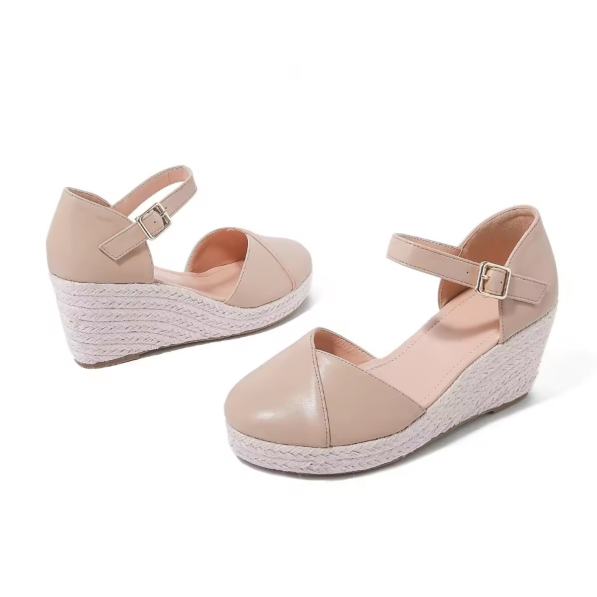 Ankle Strap Lady Wedge Shoe Wrap Toe Women Espadrille Sandal