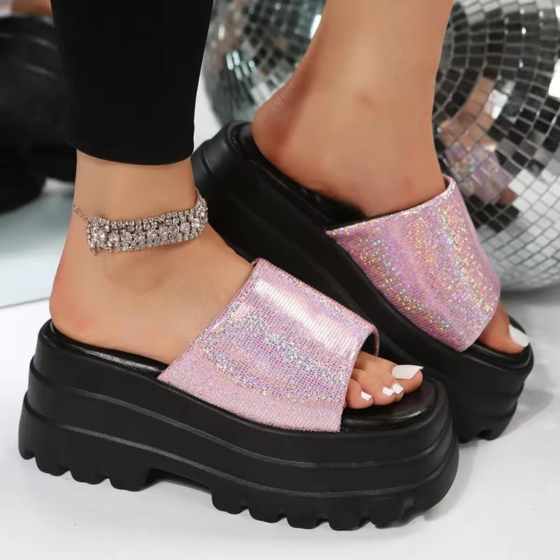 Platform Slide Slipper Fashion One Band Women Chunky Sandals