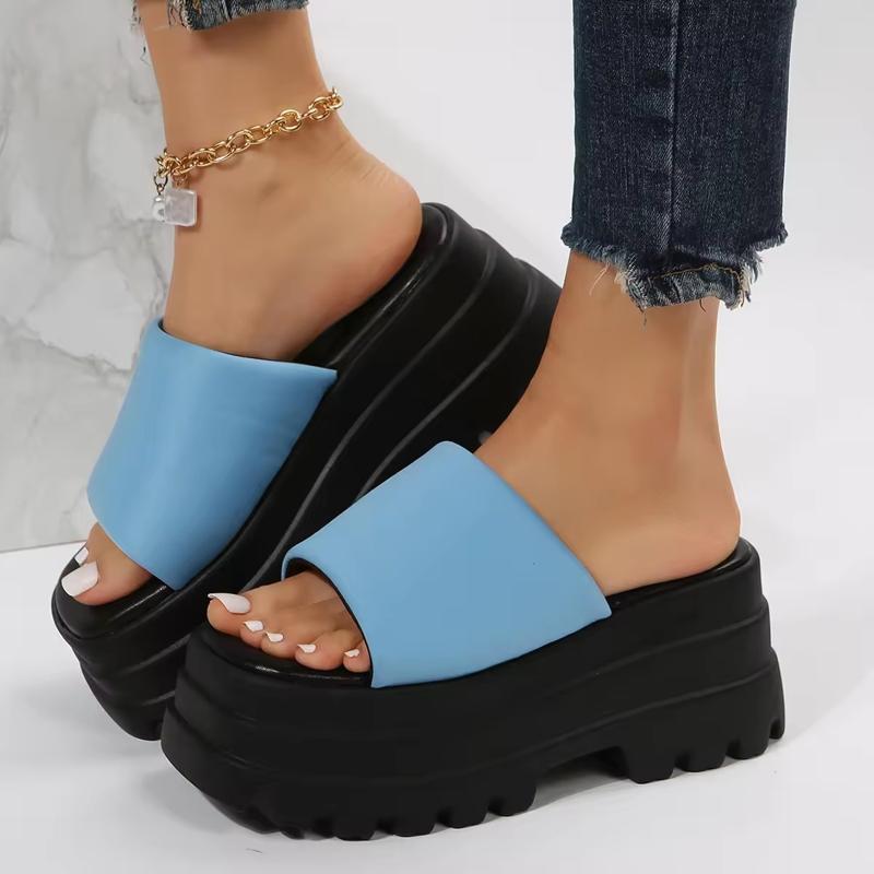 Platform Slide Slipper Fashion One Band Women Chunky Sandals