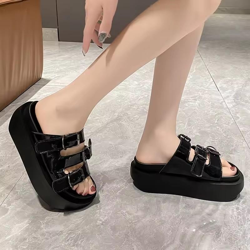 Platform Slide Slipper Multi Buckle Strap Women Chunky Sandal