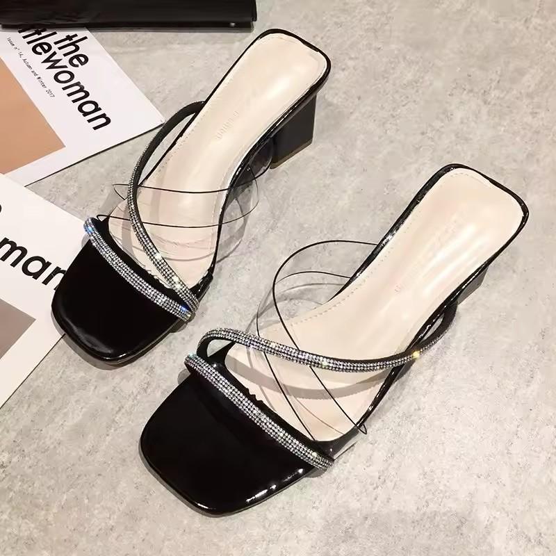 Sequins Shoes Summer Breathable Women's Block Heel Sandal