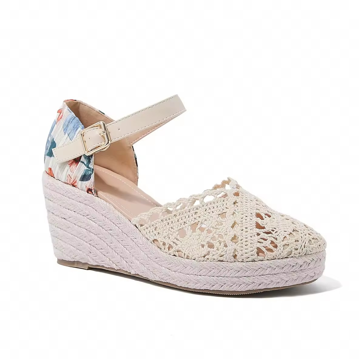 Retro Floral Hollow Out  Lady Dating Shoe Women Wedge Sandal