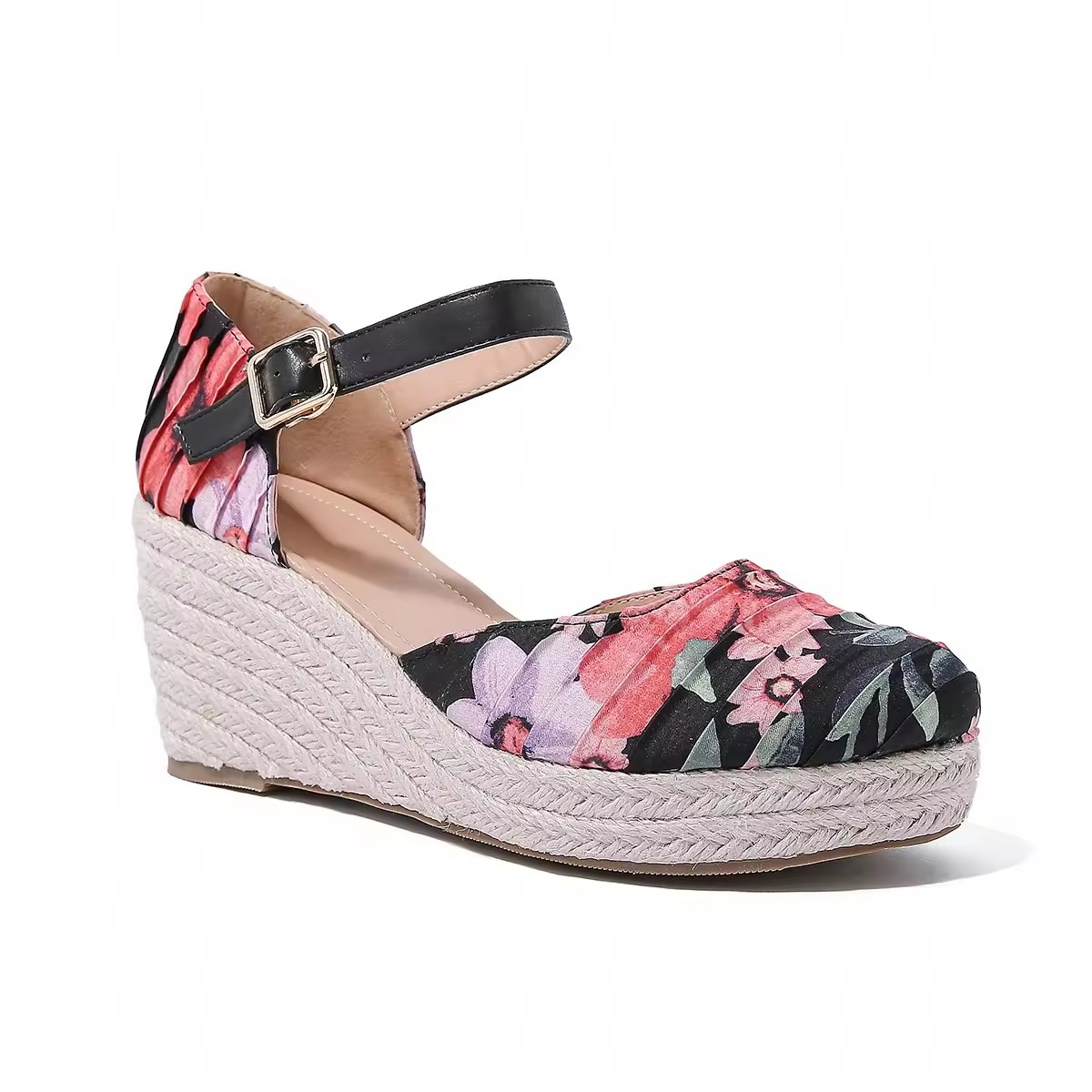 Fashion Hemp Rope Lady Shoes Wrap Toe Women Wedge Sandal