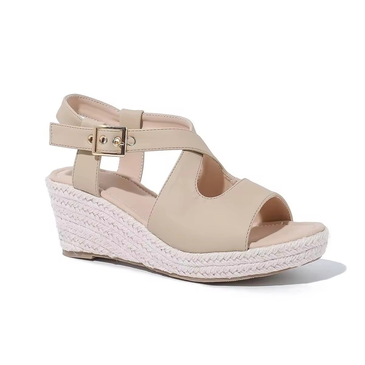 Cross Strap Lady Shoes Stylish Hemp Rope Women Wedge Sandal