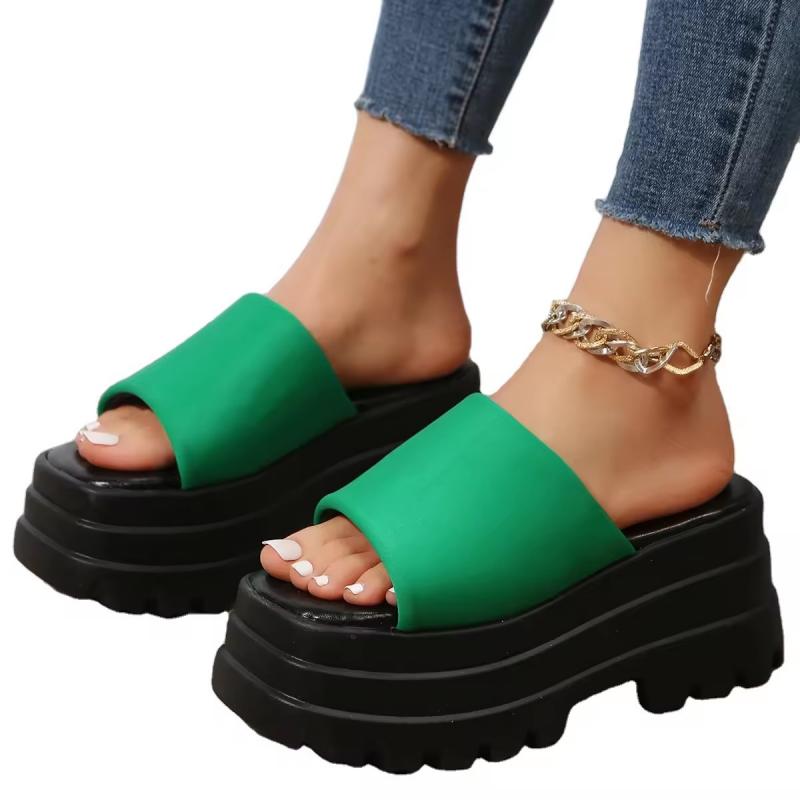 Platform Slide Slipper Fashion One Band Women Chunky Sandals