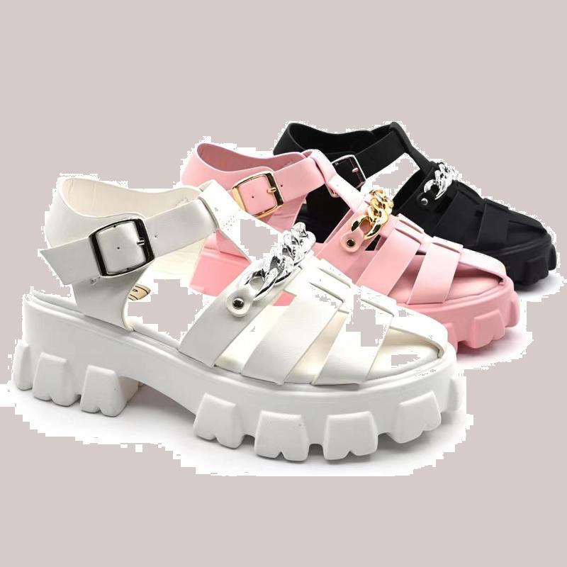 Low Heel Lady Fashion Shoes Toe Closed Women Chunky Sandal