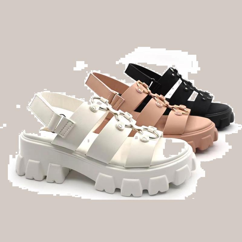 Low Heel Lady Fashion Shoes Toe Closed Women Chunky Sandal