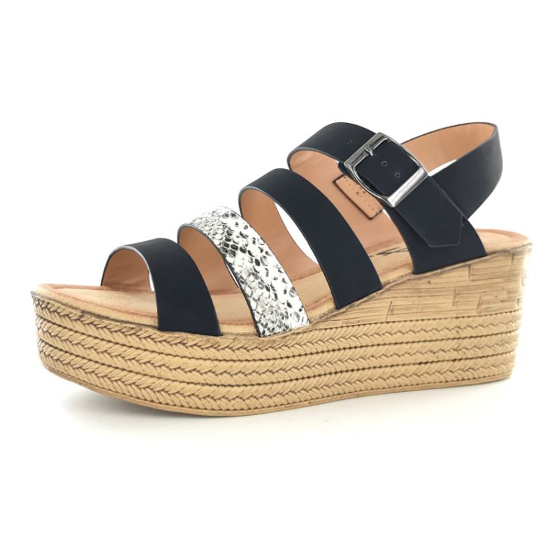 Trendy Popular Snake Pu Straps Women Platform Wedge Sandal