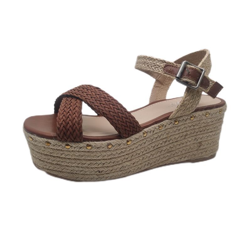 Summer Fancy Roman Wedge Jute Sandals for Women