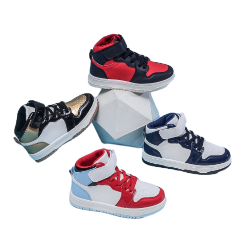 New Mould Two Tone Sole Boy High Tops Children Walking Sneaker