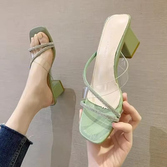 Sequins Shoes Summer Breathable Women's Block Heel Sandal