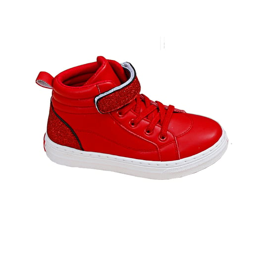 Girl Red High Tops Hot Sale Children Velcro Walking Sneaker